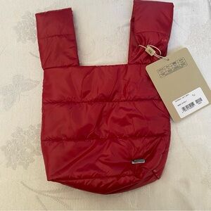 Herno Padded Puffer Cherry Red PolyamideTote Bag NWT